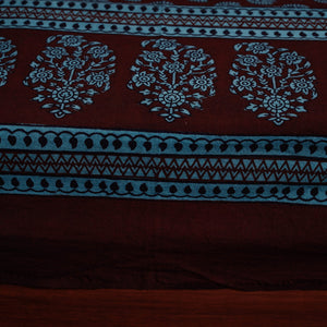 Blue - Bagh Block Printed Cotton Single Bed Cover with Pillow Covers (94 x 64 in)