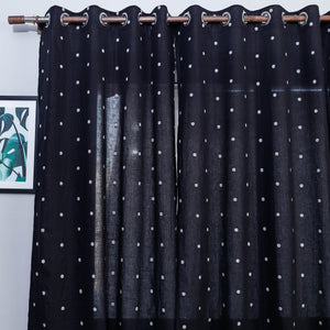 Black - Jacquard Weave Cotton Window Curtain (5 x 3 Feet) (single piece)