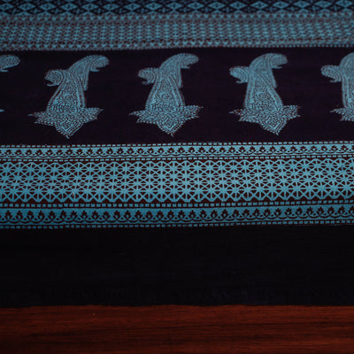 Blue - Bagh Block Printed Cotton Single Bed Cover with Pillow Covers (94 x 64 in)