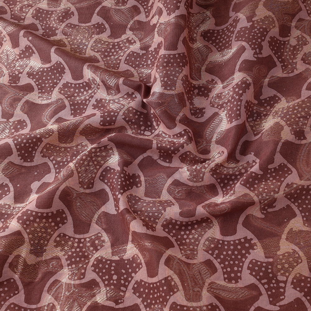 Brown - Jacquard Weave Cotton Batik Print Fabric