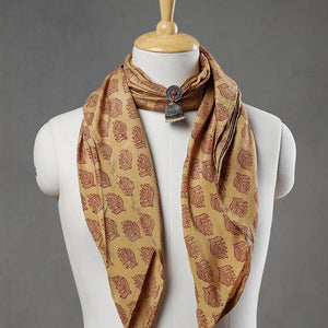 Beige - Modal Silk Bagh Block Printing Pendant Necklace Scarf