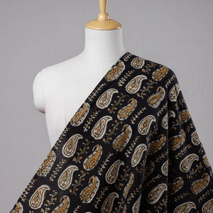 Black - Paisley Butta Bagru Block Print Cotton Fabric