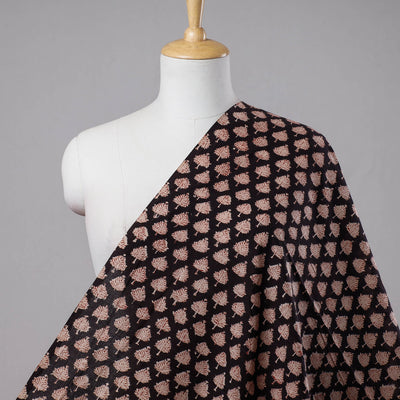 Black - Bagru Block Print Cotton Fabric 01