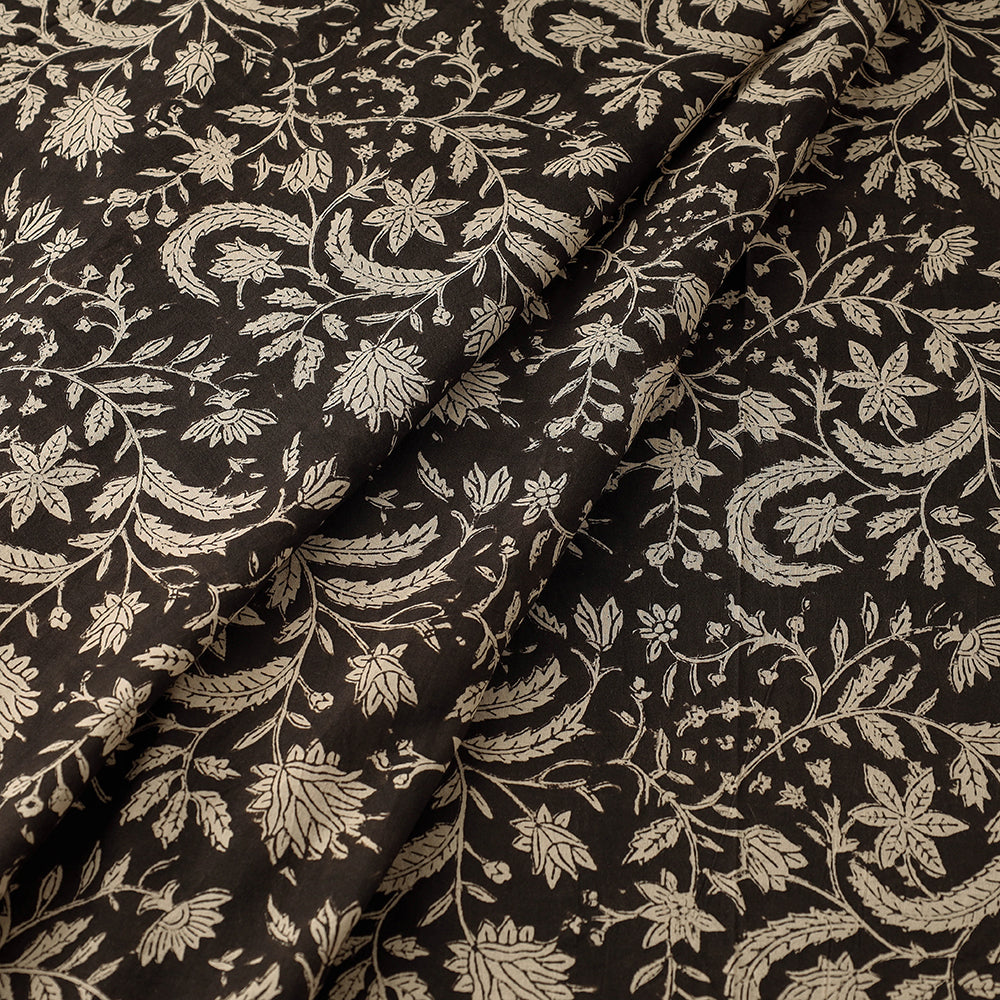 Black - Bagru Block Print Cotton Fabric 06