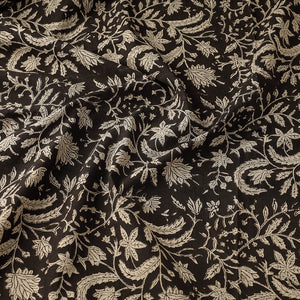 Black - Bagru Block Print Cotton Fabric 06