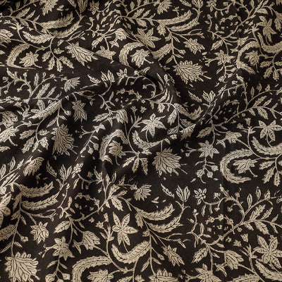 Black - Bagru Block Print Cotton Fabric 06