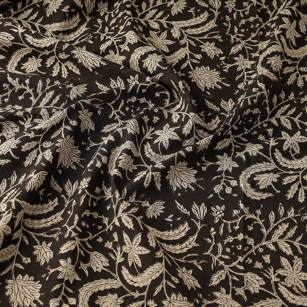 Black - Bagru Block Print Cotton Fabric 06