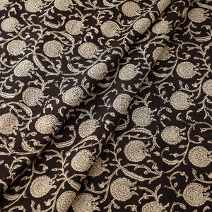 Black - Bagru Block Print Cotton Fabric 07