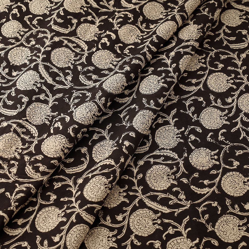 Black - Bagru Block Print Cotton Fabric 07