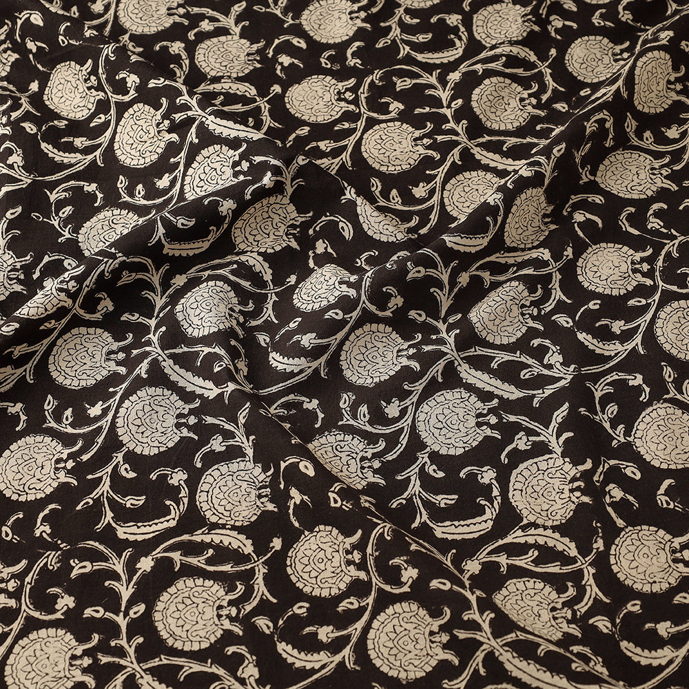 Black - Bagru Block Print Cotton Fabric 07