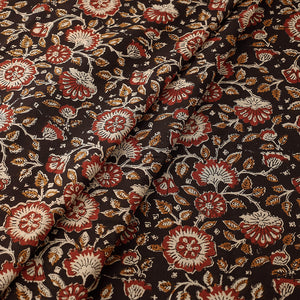 Black with Gulshan Bagh Bagru Block Print Cotton Fabric 04