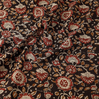 Black with Gulshan Bagh Bagru Block Print Cotton Fabric 04