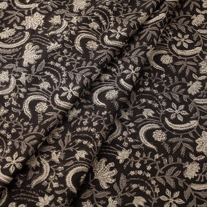 Black - Dabu Bagru Block Print Cotton Fabric 08