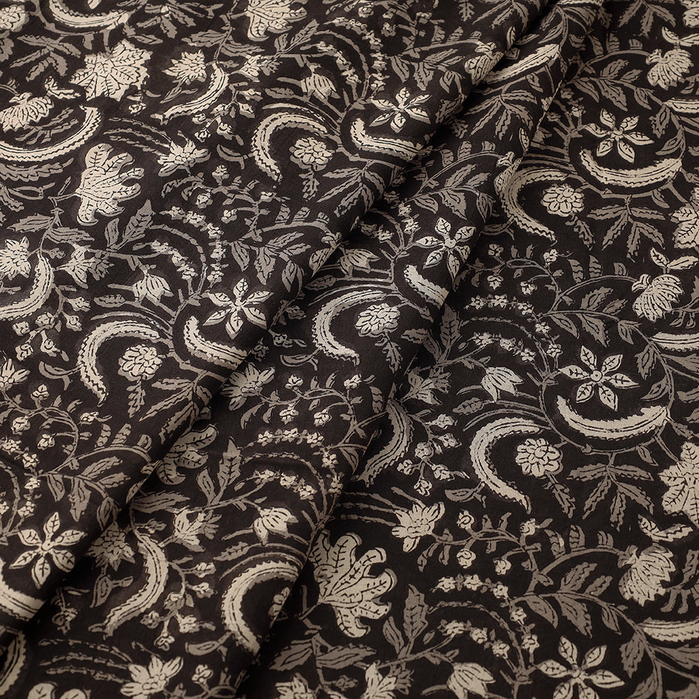 Black - Dabu Bagru Block Print Cotton Fabric 08