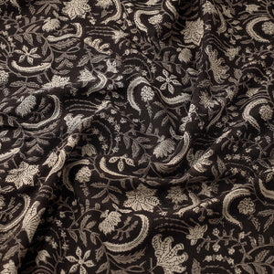 Black - Dabu Bagru Block Print Cotton Fabric 08