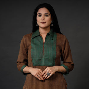Brown - Kumaun Handwoven Straight Merino Woolen Kurta