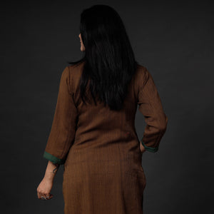 Brown - Kumaun Handwoven Straight Merino Woolen Kurta