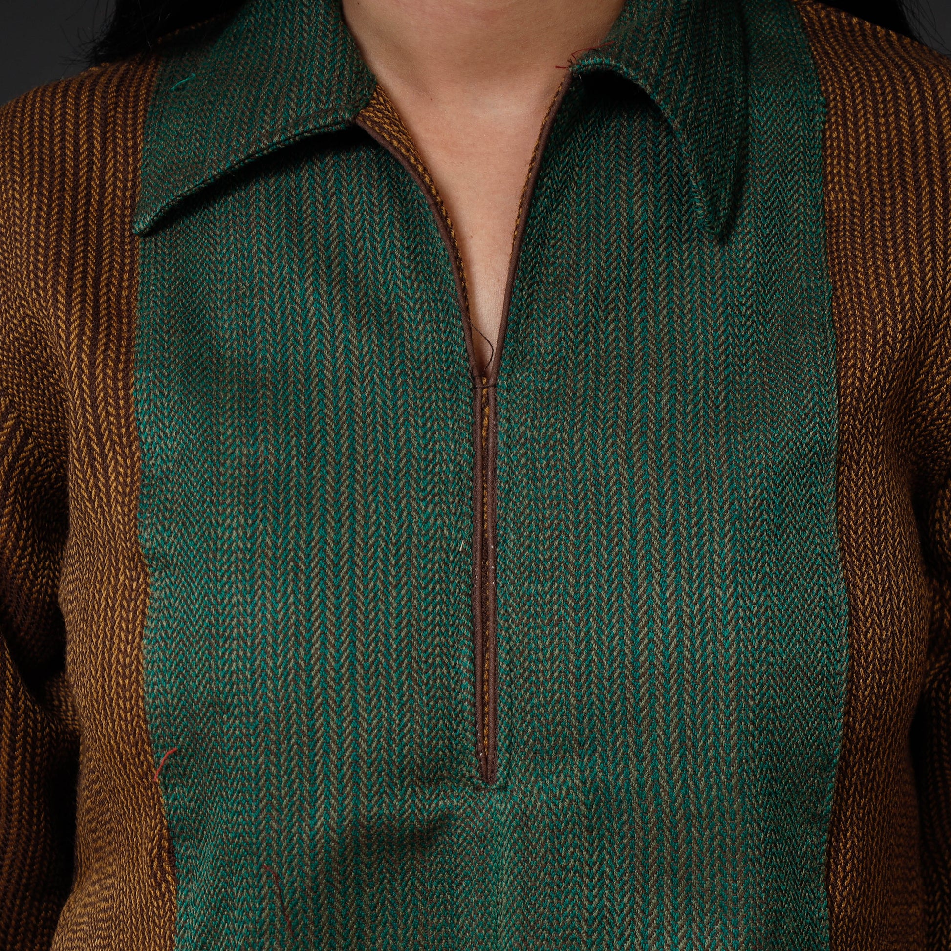 Brown - Kumaun Handwoven Straight Merino Woolen Kurta