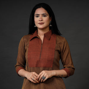 Brown - Kumaun Handwoven Straight Merino Woolen Kurta