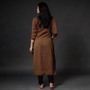 Brown - Kumaun Handwoven Straight Merino Woolen Kurta