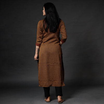 Brown - Kumaun Handwoven Straight Merino Woolen Kurta