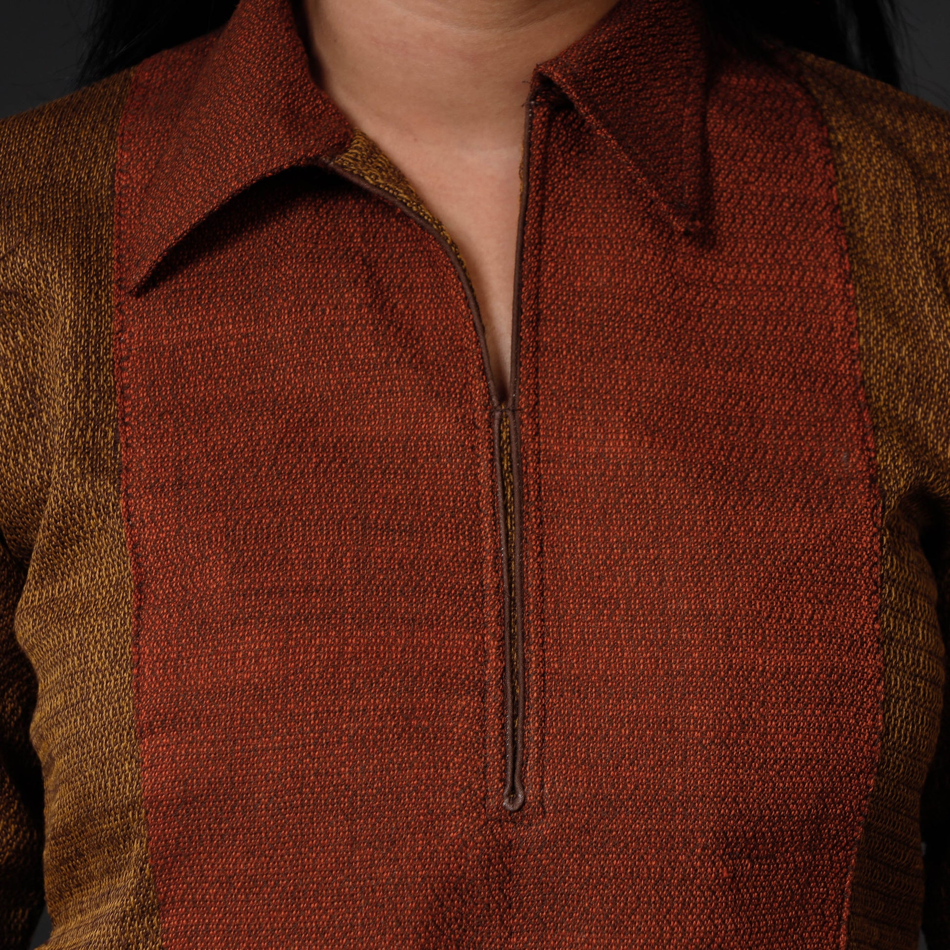Brown - Kumaun Handwoven Straight Merino Woolen Kurta