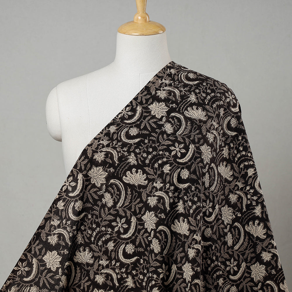 Black - Dabu Bagru Block Print Cotton Fabric 08