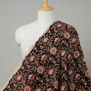 Black with Gulshan Bagh Bagru Block Print Cotton Fabric 04