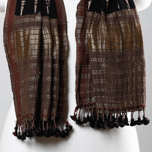 Brown - Ajrakh Prints Kutch Bhujodi Kala Cotton Handwoven Zari Work Stole