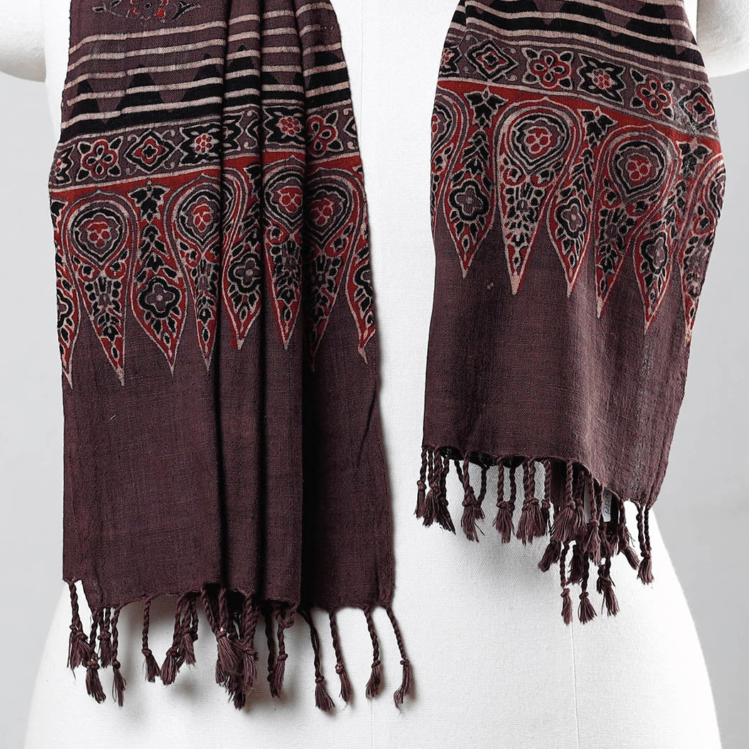 Brown - Ajrakh Prints Kutch Bhujodi Kala Cotton Handwoven Stole