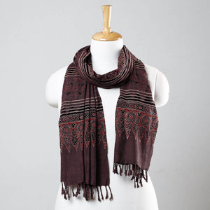 Brown - Ajrakh Prints Kutch Bhujodi Kala Cotton Handwoven Stole