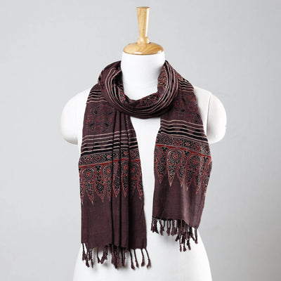 Brown - Ajrakh Prints Kutch Bhujodi Kala Cotton Handwoven Stole