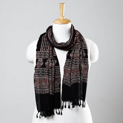 Black - Ajrakh Prints Kutch Bhujodi Kala Cotton Handwoven Stole