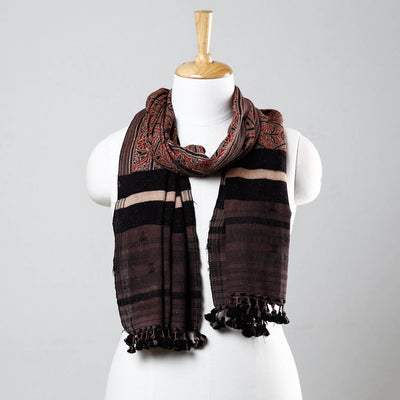 Brown - Ajrakh Prints Kutch Bhujodi Kala Cotton Handwoven Stole