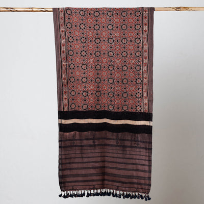 Brown - Ajrakh Prints Kutch Bhujodi Kala Cotton Handwoven Stole