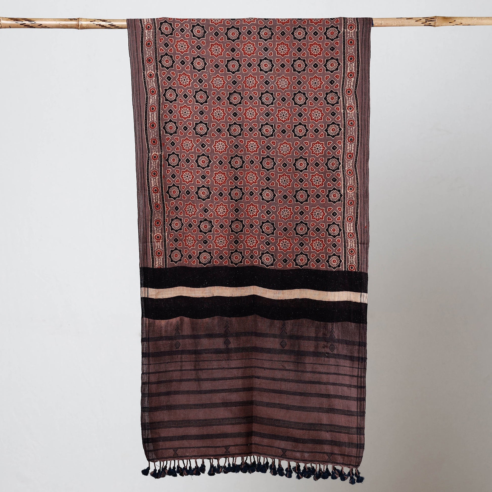 Brown - Ajrakh Prints Kutch Bhujodi Kala Cotton Handwoven Stole