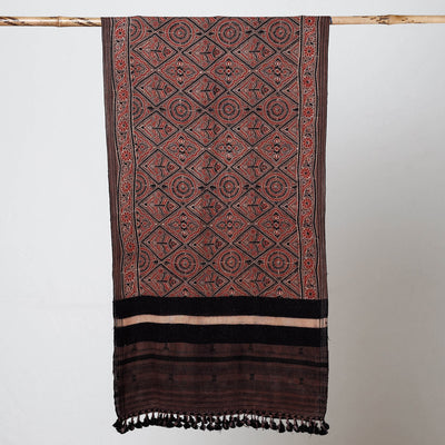 Brown - Ajrakh Prints Kutch Bhujodi Kala Cotton Handwoven Stole