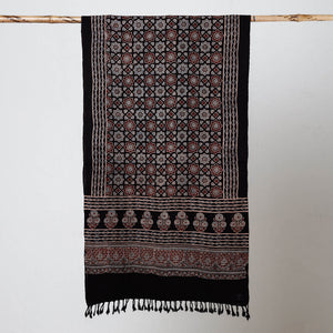 Black - Ajrakh Prints Kutch Bhujodi Kala Cotton Handwoven Stole