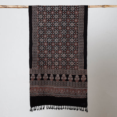 Black - Ajrakh Prints Kutch Bhujodi Kala Cotton Handwoven Stole