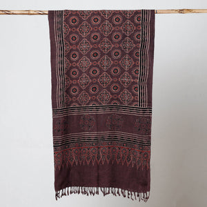 Brown - Ajrakh Prints Kutch Bhujodi Kala Cotton Handwoven Stole
