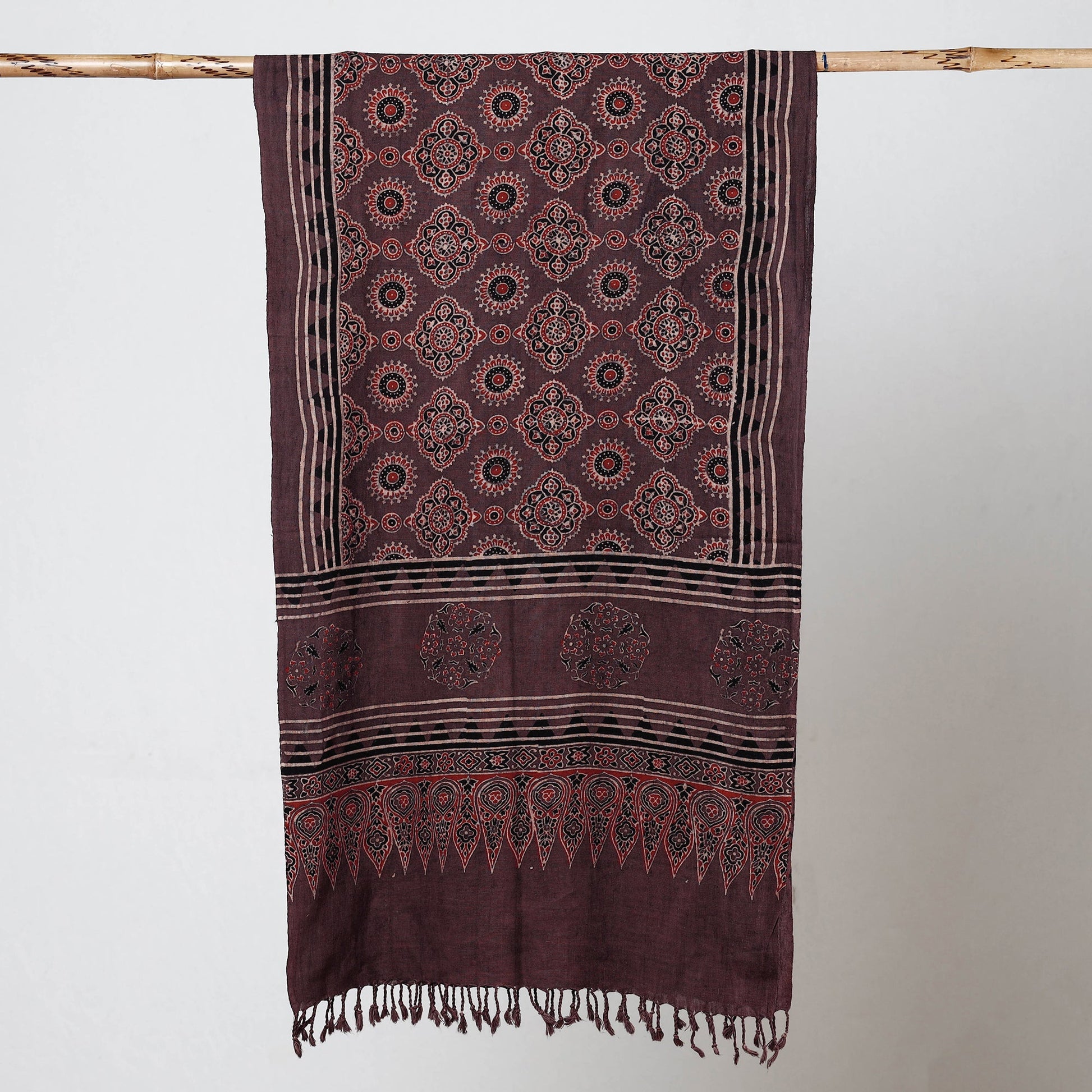 Brown - Ajrakh Prints Kutch Bhujodi Kala Cotton Handwoven Stole