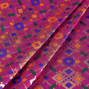 Purple - Banarasi Meena Jacquard Brocade Viscose Silk Fabric