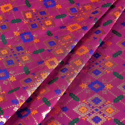 Purple - Banarasi Meena Jacquard Brocade Viscose Silk Fabric
