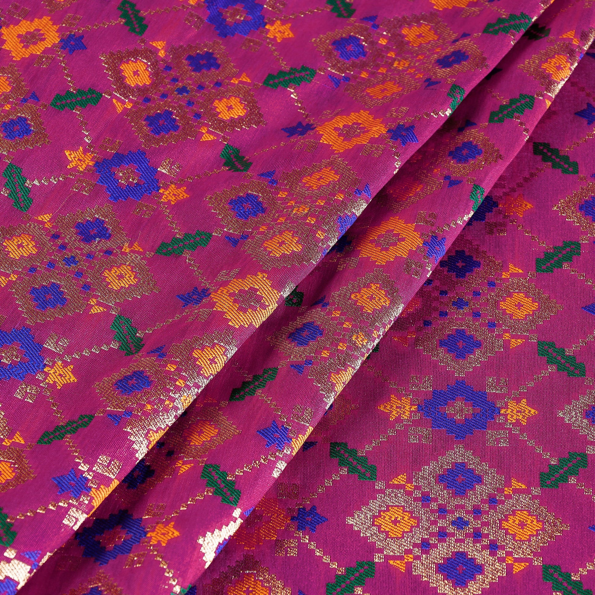 Purple - Banarasi Meena Jacquard Brocade Viscose Silk Fabric