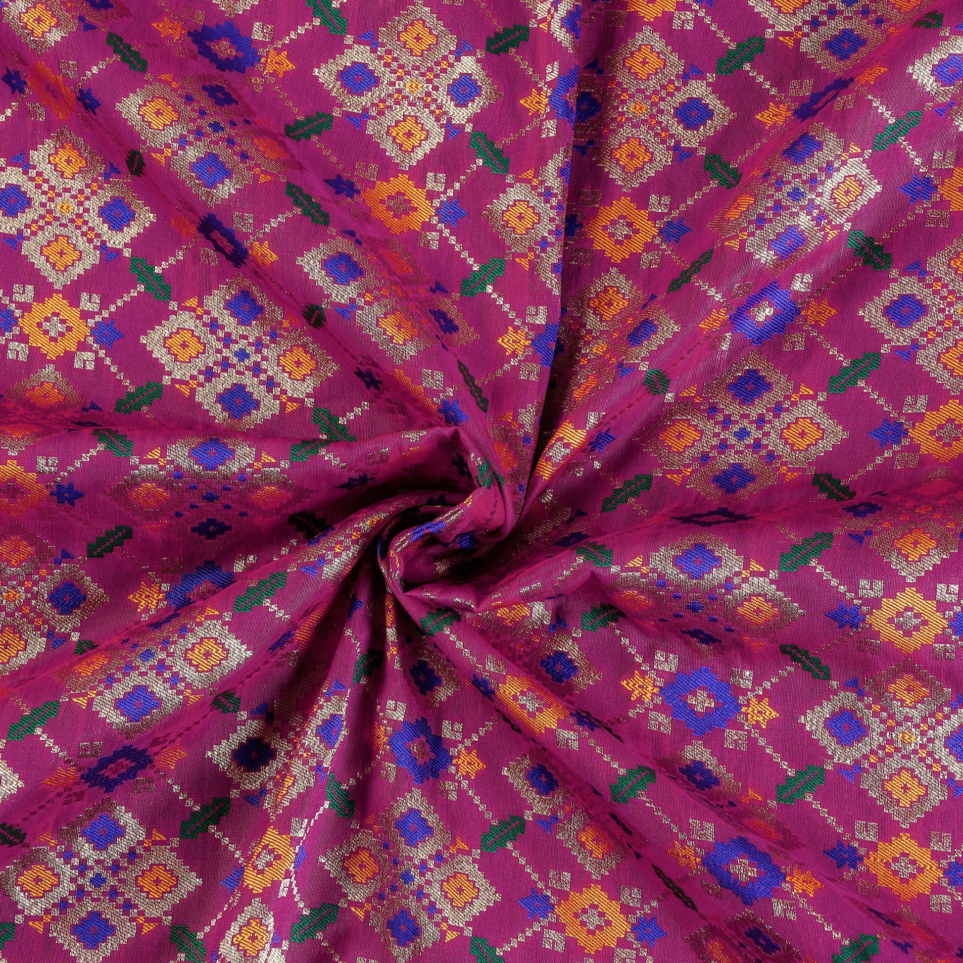 Purple - Banarasi Meena Jacquard Brocade Viscose Silk Fabric