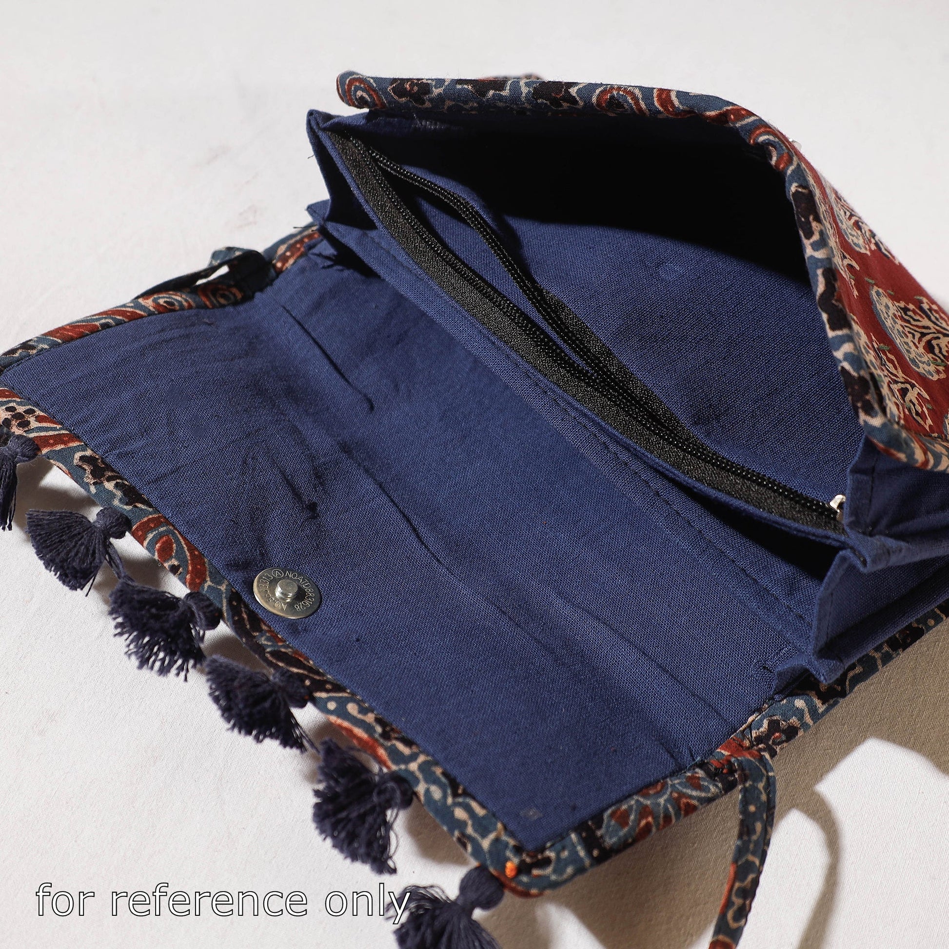 Green - Marudhara Ajrakh Printed Clutch Wallet With Tassels