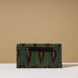 Green - Marudhara Ajrakh Printed Clutch Wallet With Tassels
