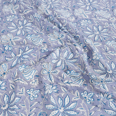 Blue - Block Print Cotton Double Sanganeri Bed Sheet