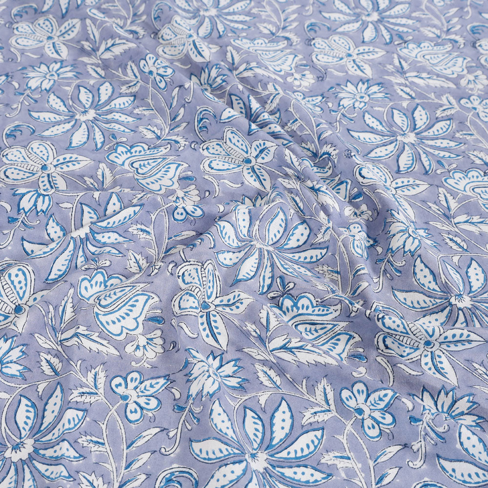 Blue - Block Print Cotton Double Sanganeri Bed Sheet