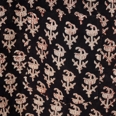 Black - Bagru Dabu Block Printed Cotton Men Full Sleeve Shirt